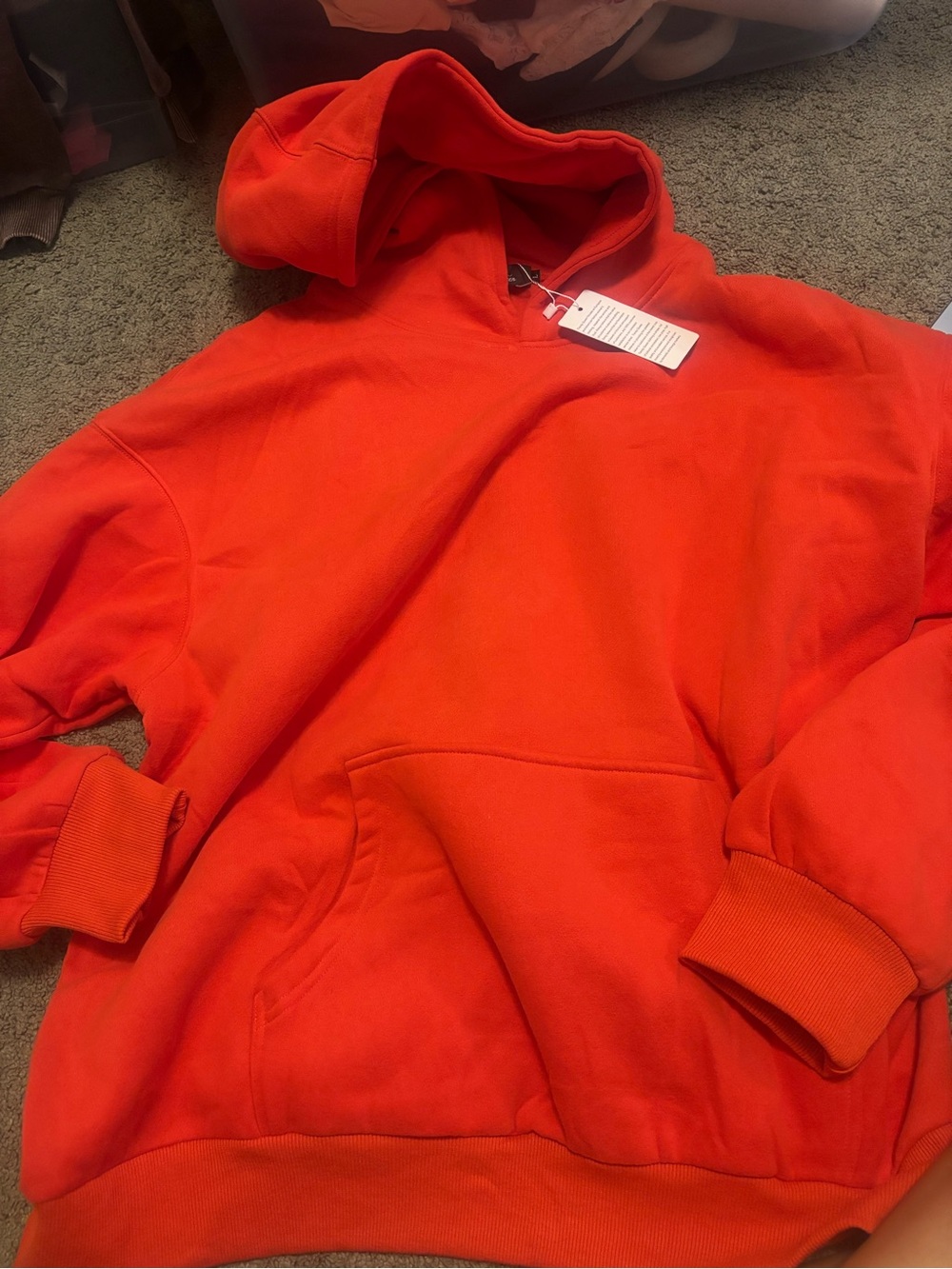 Bright Orange/red Hooded Sweatshirt